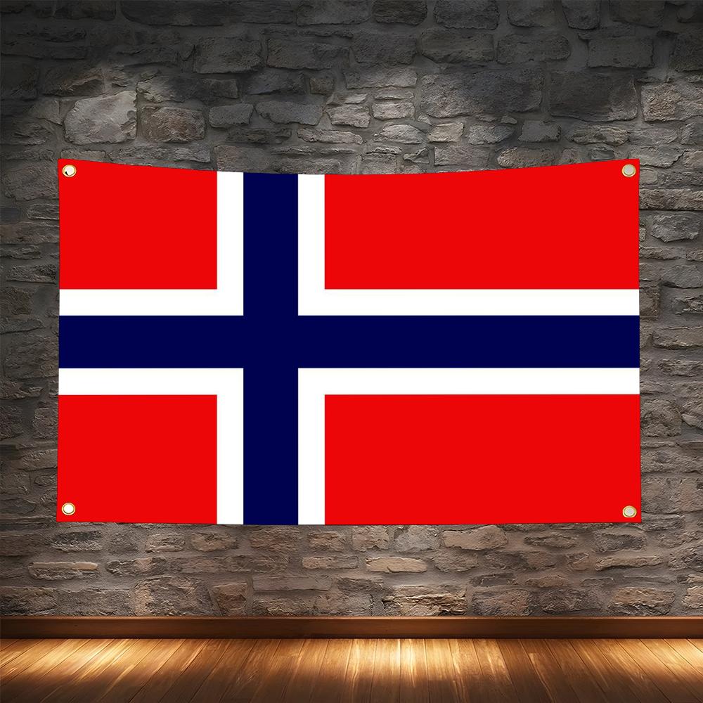 Retro Gaming Banner - 1PC Drapeau Norvégien Rétro de Football,