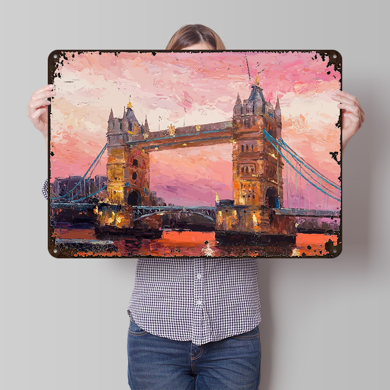 Retro Gaming London - Affiche métallique « Voyage à Londres