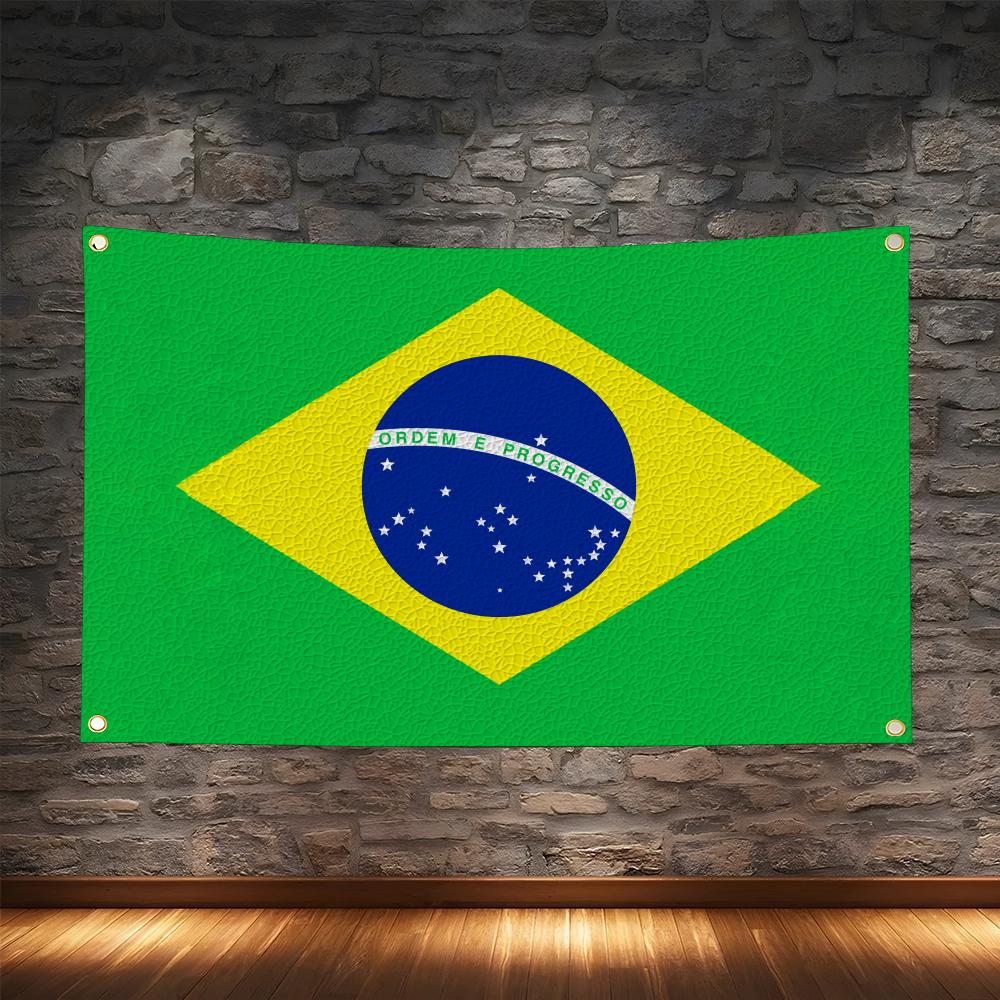 Retro Gaming Banner - 1PC Famosu Drapeaux du Brésil Rétro