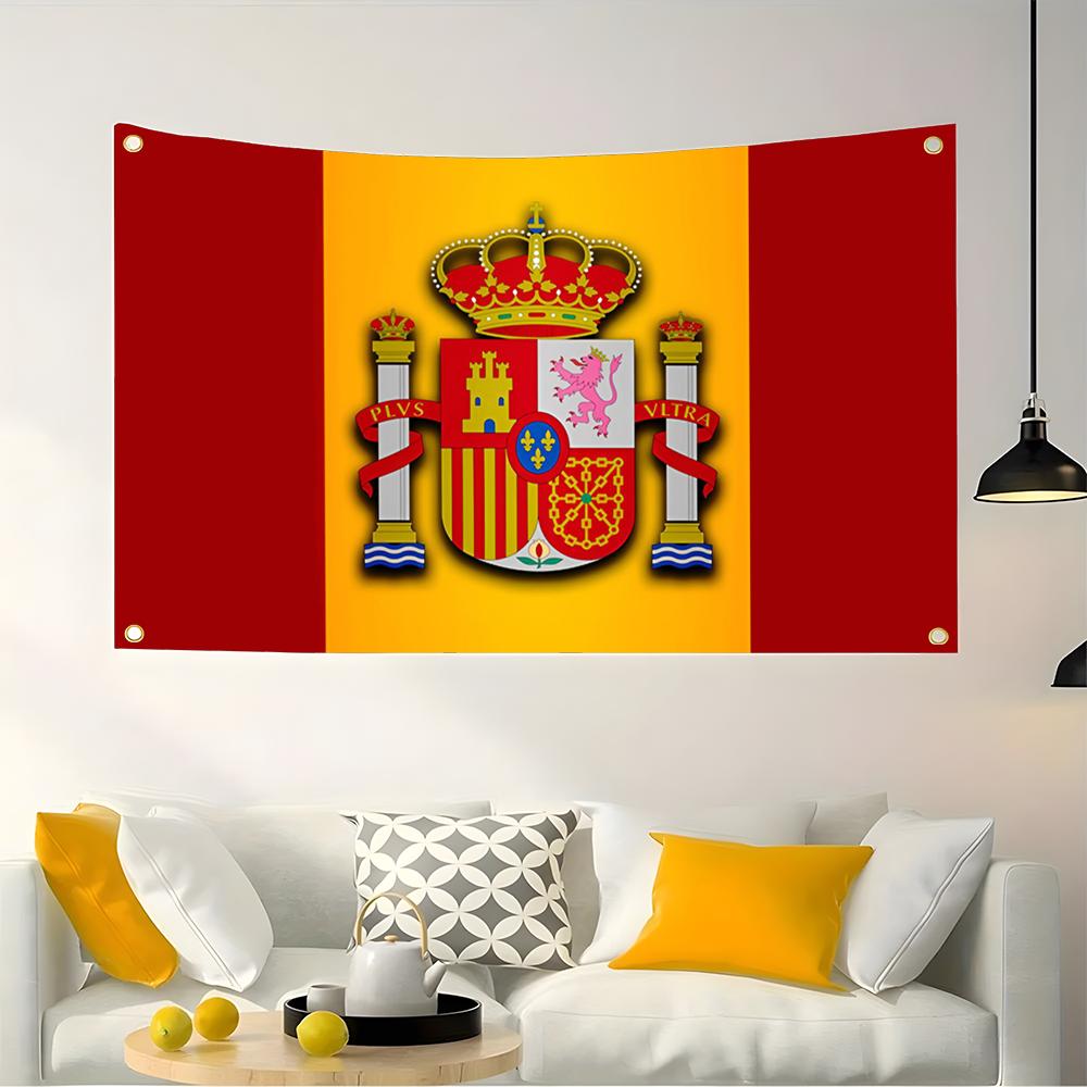 Retro Gaming Banner - 1PC Drapeau espagnol rétro de football,