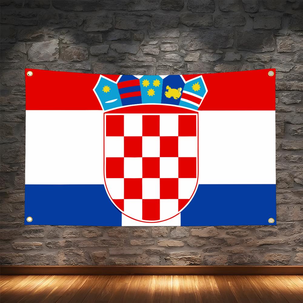Retro Gaming Banner - 1PC Drapeau de Croatie Rétro Célèbre,