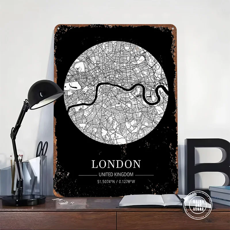 Plaque en métal avec carte de  - Retro Gaming London avis et prix