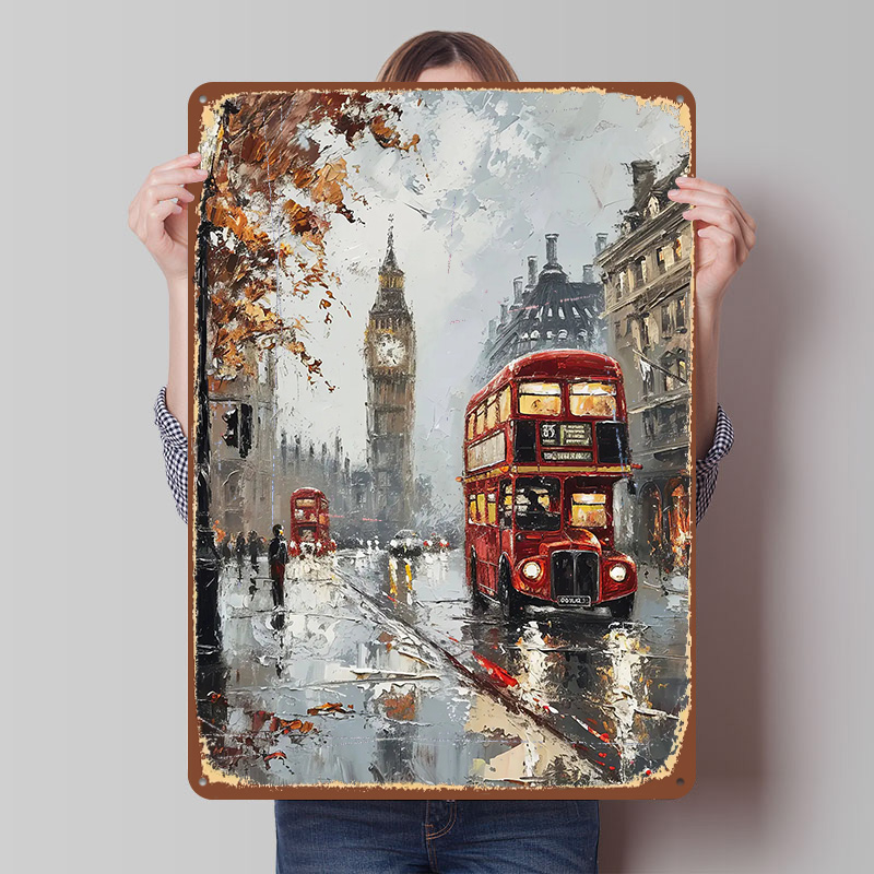 Affiche Métallique Bus de Lond - Retro Gaming London avis et prix
