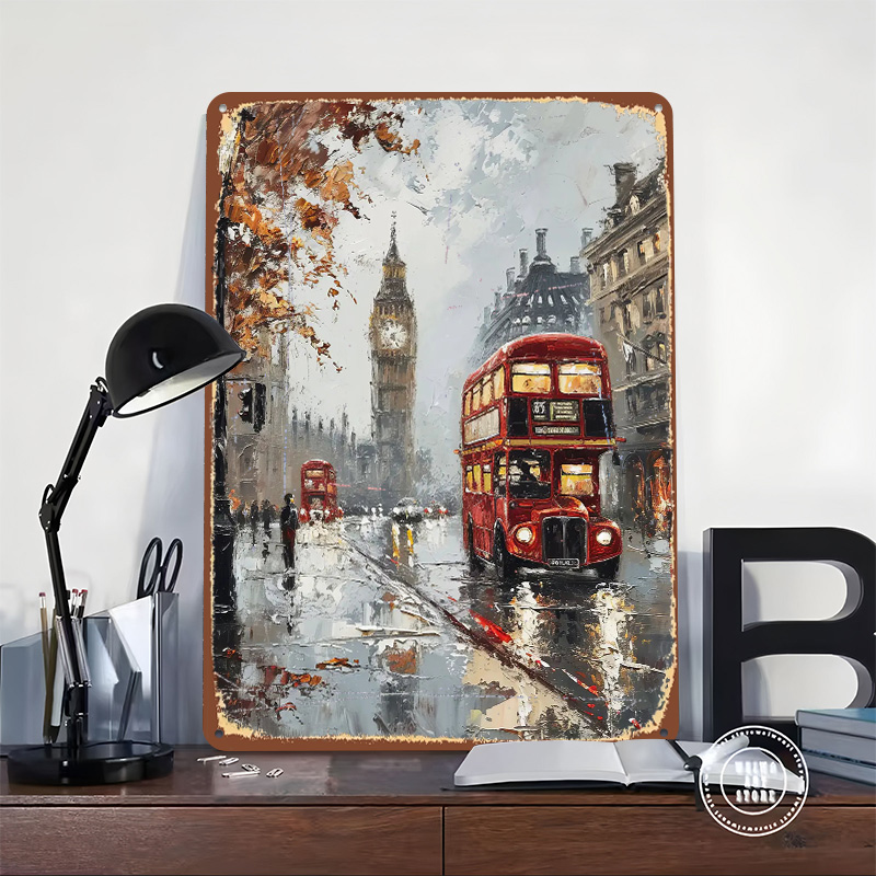Affiche Métallique Bus de Lond - Retro Gaming London avis et prix